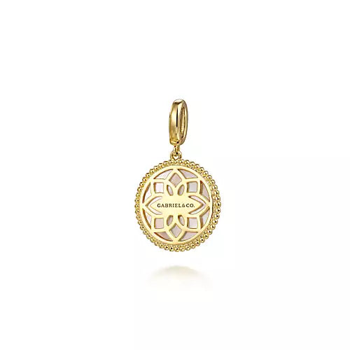 Diamonds with Mother of Pearl Gold Medallion Pendant