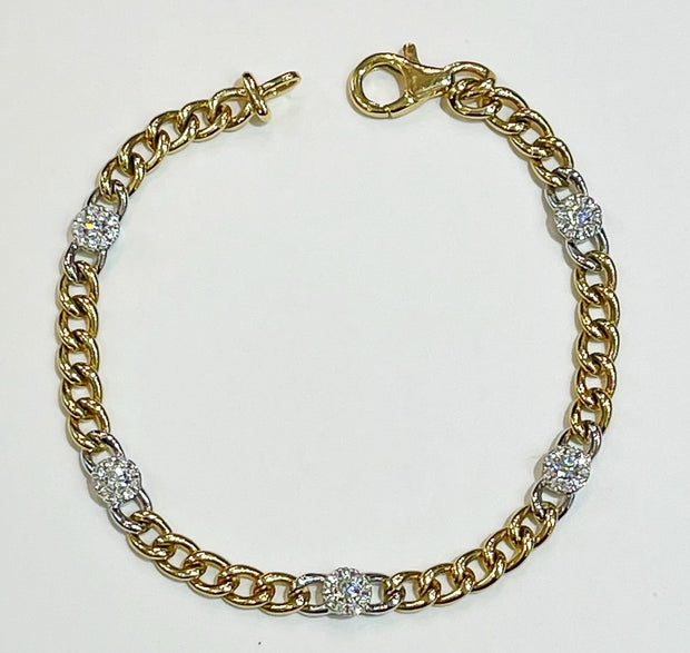 Curb link bracelet with diamond stations