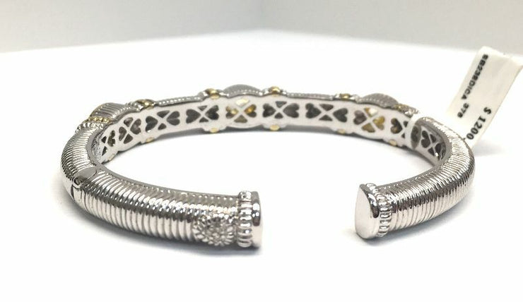 Judith Ripka Triple Oval Canary Quartz &amp; Diamond Cuff Bracelet 925/18K