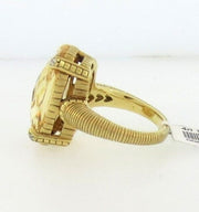 Judith Ripka18K Gold/ Diamond/Canary Quartz Ring