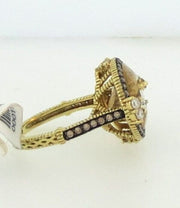 Judith Ripka18K Gold/ Diamond/Champagne Quartz Ring