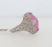 Judith Ripka18K  White Gold/ Diamond/ Pink Quartz Cocktail Ring
