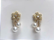 Mikimoto Pearl and Diamond 18K Yellow Gold Drop Earrings