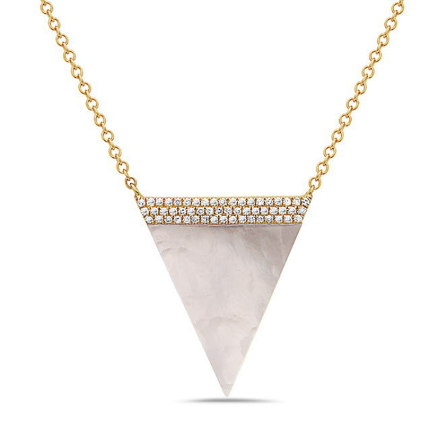 Mother of Pearl and Diamond Triangle Pendant Necklace