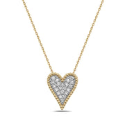 Bead Pave Diamond Heart Necklace