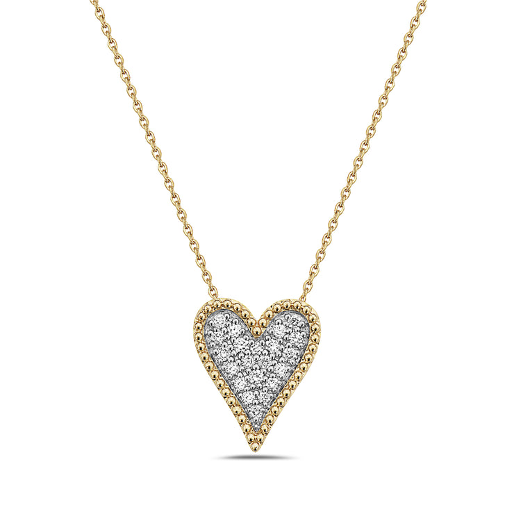 Diamond Pave` Heart with Beading Necklace